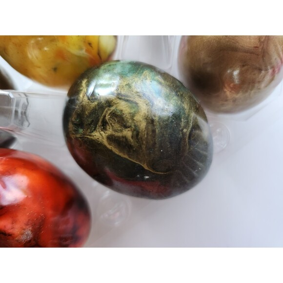 6 Handmade Enameled Eggs in Plastic Carton B49 - Picture 7 of 7